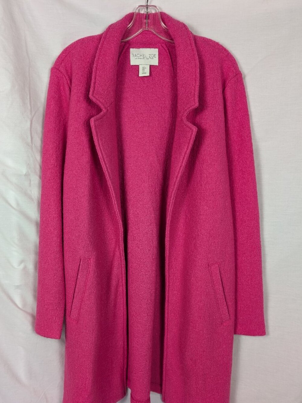 Rachel Zoe‎ Open Front Unlined Coat Hot Pink L Barbiecore Preppy Lagenlook